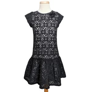 6 YEARS DEUX PAR DEUX, Black & White, Floral Lace Fitted Dress VGUC